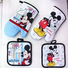 Mickey Mouse Microwave Glove Potholder Bakeware Blue and White 100% Cotton Oven Mitts and Potholder mat for BBQ or Kitchen