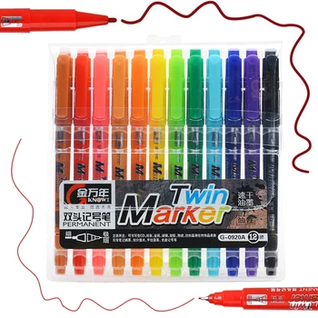 

KNOW 12pcs Colors Marker Pen Set Twin Oil Based Paint Markers Finecolor Liner Drawing Coloring School Dessin Office Art Supplies