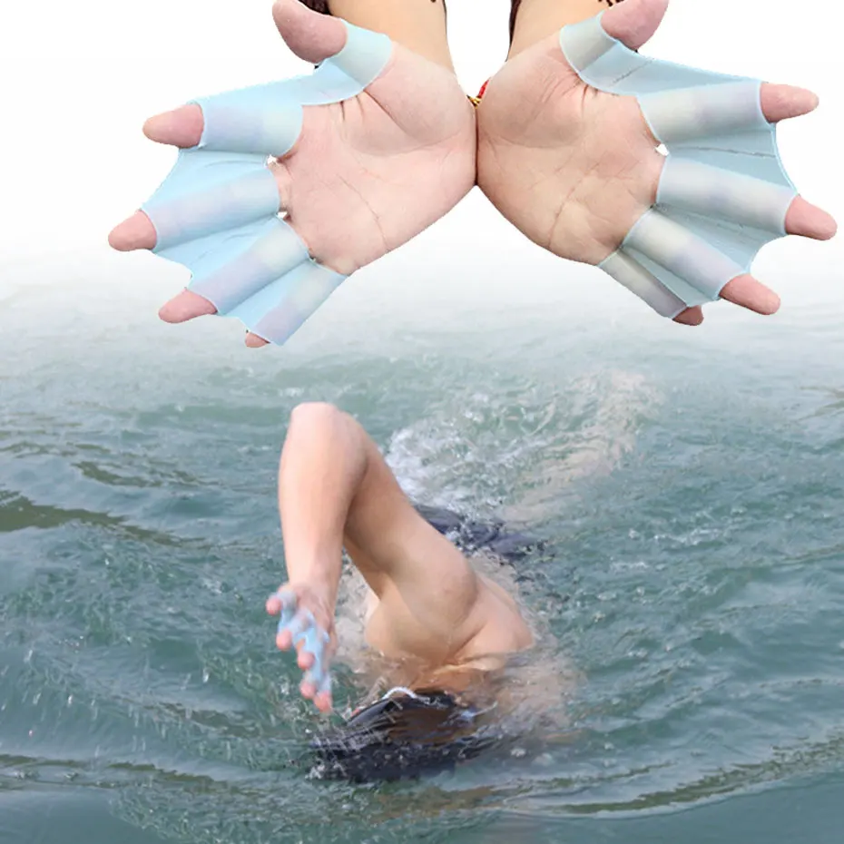 1 Pair Swimming Fins swimming hand webbed Silicone Swimming Gloves