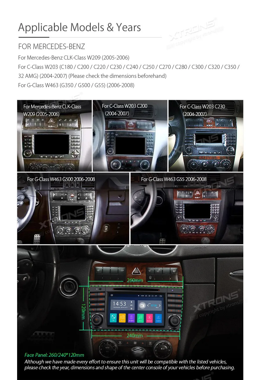 Sale 7" Android 8.1 OS Car Multimedia DVD Navigation GPS Radio for Mercedes-Benz CLK-Class W209 2005-2006 & C-Class W203 2004-2007 3