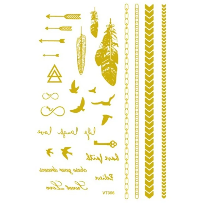 

waterproof body art painting watch tattoo stickers Metal gold silver temporary flash tattoo women and men bracelet tattoos VT356