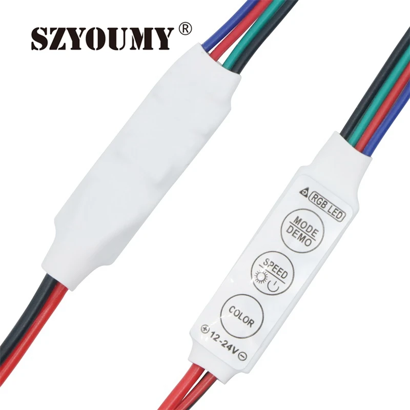 SZYOUMY 200 шт. DC 12 В мини 3 клавиши RGB LED контроллер яркости Диммер для 3528 5050 полосы или