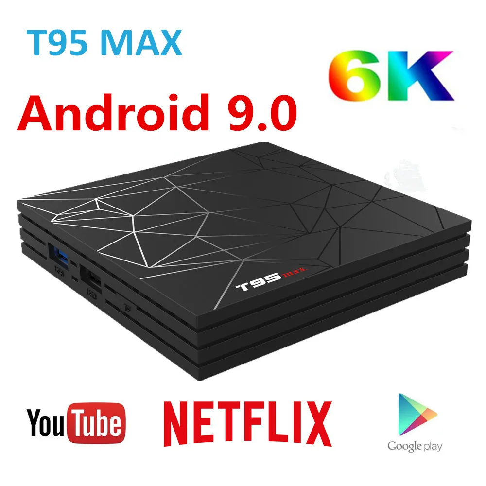 Android 9,0 ТВ приставка T95 Макс 4 Гб ОЗУ 32 ГБ/64 Гб 1080P H.265 4K Google плеер магазин Netflix Youtube ТВ приставка H6 pk S905X2 X96 H96 макс