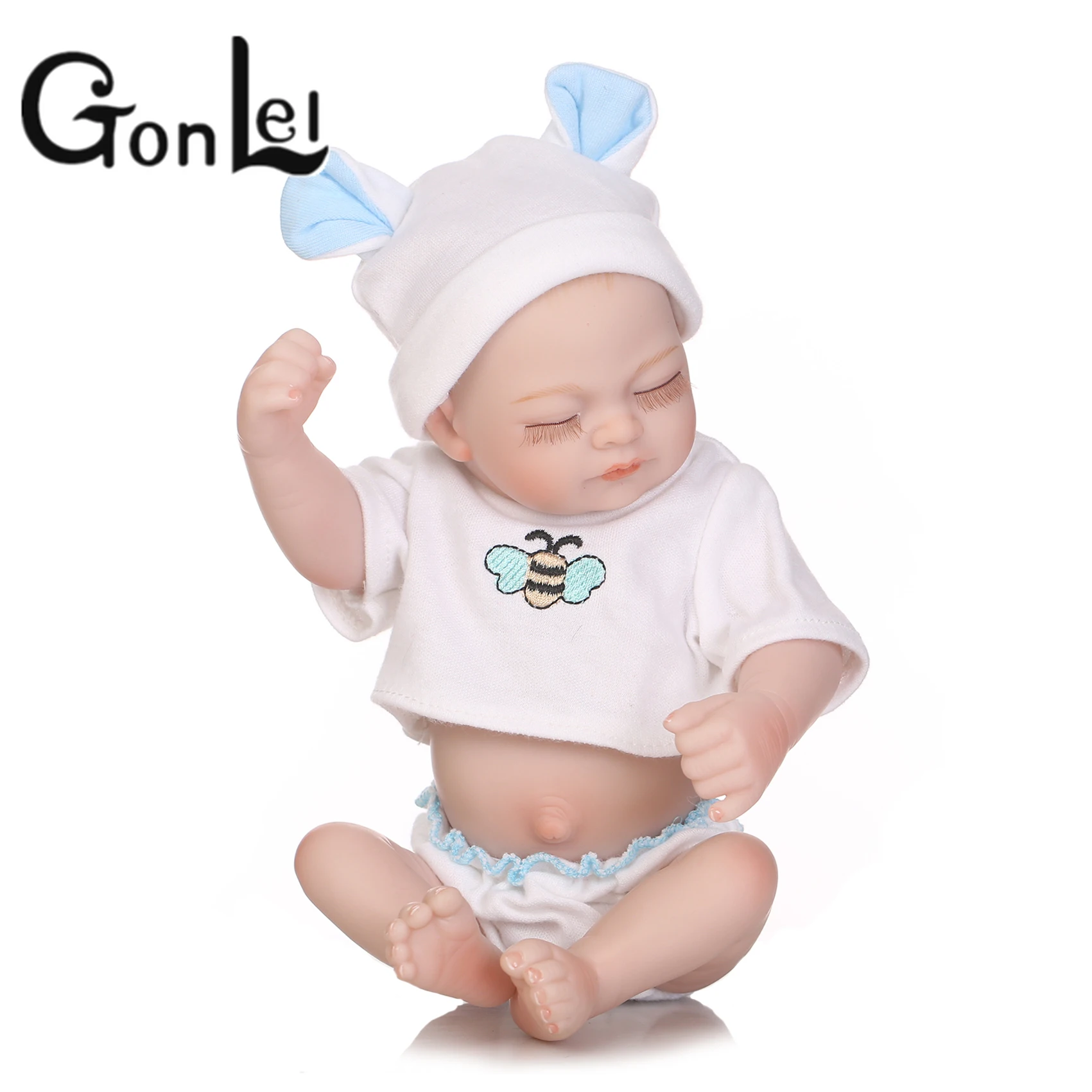 

26 Cm White Lovely Miniature Baby Dolls Reborn Girl Baby Doll Soft Vinyl Silicone Body Reborn Baby Dolls