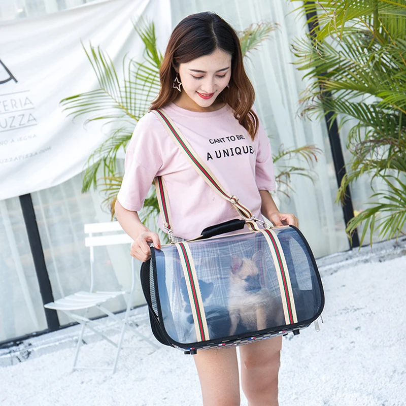 Прозрачная дышащая сумка для собак и кошек, натуральный рюкзак большого размера, дорожная полосатая прозрачная переносная сумка, переносная сумка для хранения PVT
