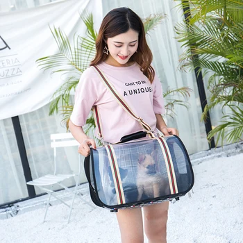 

Transparent Breathable Dog Cat Bag Natural Plus Size Backpack Travel Striped Transparent Portable Bag PVT Portable Storage Bag