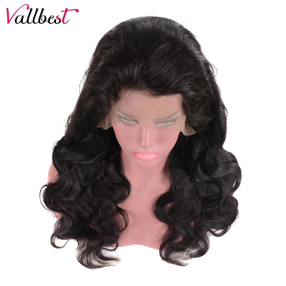 Vallbest бразильские объемные волнистые человеческие волосы на кружеве парики 150% Плотность 13*4 кружевные передние парики с детскими волосами для черных женщин Remy 1B