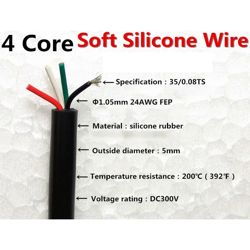 3C/4C/5 сердечник Мягкий силикон 1 метр провод кабель Луженая Медь паяльник высокая температура провода для T12 паяльник