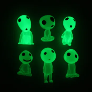 

(6pcs/Lot)Princess Mononoke Glow in dark Ghibli Action Figure Kodamas Luminous Elf Tree Dolls Set Model Cartoon Figurines Toys