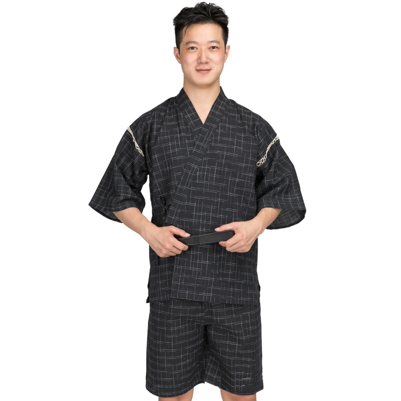 Традиционное японское кимоно Edo perio Jinpei мужские Jinbei Seersuckers юката мужской комплект