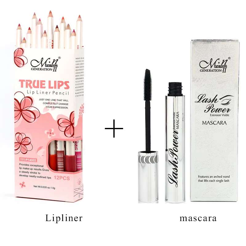 Menow бренд Make Up Set Карандаш для губ и Тушь для ресниц прочного lipliner и Водонепроницаемый толстые Тушь для ресниц Натуральные Косметические Прямая поставка 5321