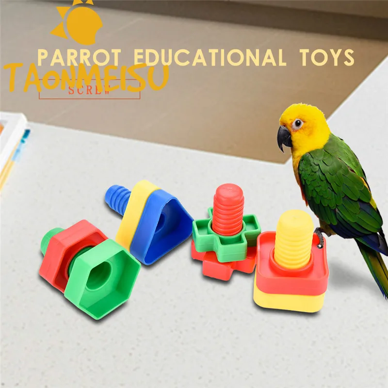 4pcs Plastic Screw Chew Toy Training Bird Toys Parrot Educational Toys