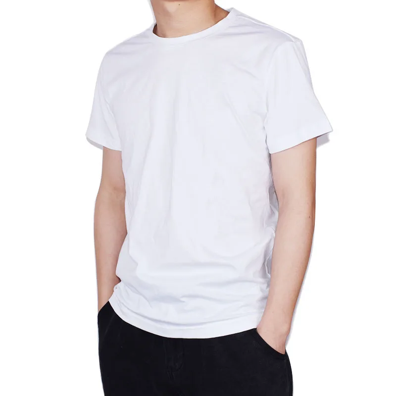 Fashion Solid Color T-Shirt Men Round Neck Cotton PlainT-Shirt Casual Summer Short Sleeve Tee Tops Shirt Clothing Black White | Мужская