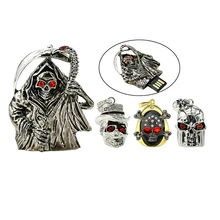 Металлический Алмазный Скелет головы черепа цепи USB флеш-накопитель объемом 64Гб USB 2,0 флеш-накопитель 32 ГБ памяти USB накопитель u-диск флэш-накопитель флеш-накопитель 16Гб 8Гб 4Гб