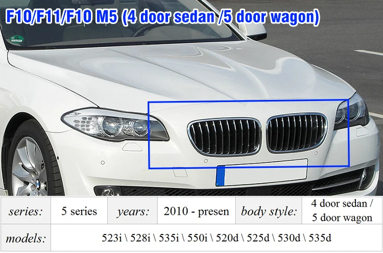 Решетка переднего бампера F10 для BMW 5 серии F10 M5 F11 ABS 2 FIN почек гриль 2010-настоящее время 528i 535i 550i