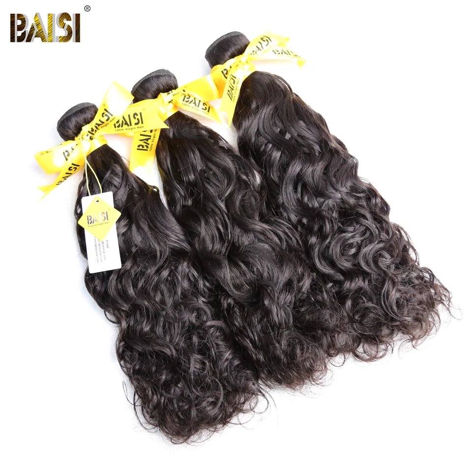 

BAISI Hair Unprocessed Peruvian 10A Raw Virgin Hair Water Wave Human Hair 3 Bundles 100% Human Hair
