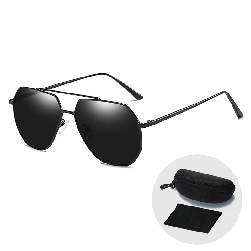 

Brand Design Pilot Sunglasses Women Men Metal Frame Polarized UV400 Driving Sun Glasses Trendy Aviation Eyeglasses with Zip Case