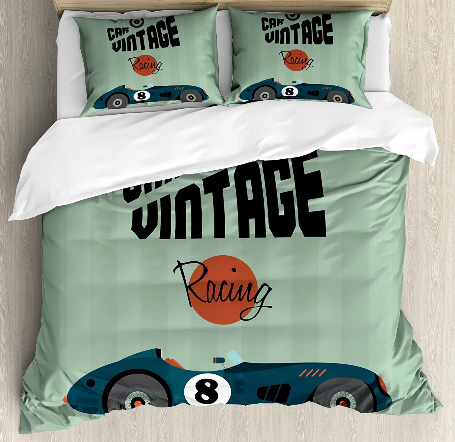 Cars Duvet Cover Set Classical Vintage Car Poster Racing Sports