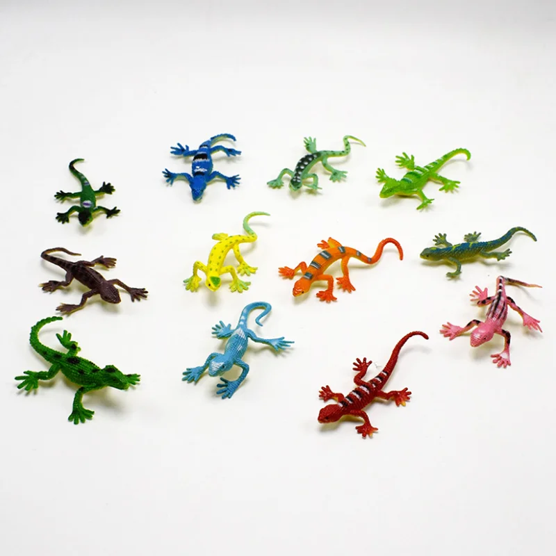 

12 Pcs/set hot sale Lizards Reptile Simulation plastic forest wild animal model funny toys For Kids