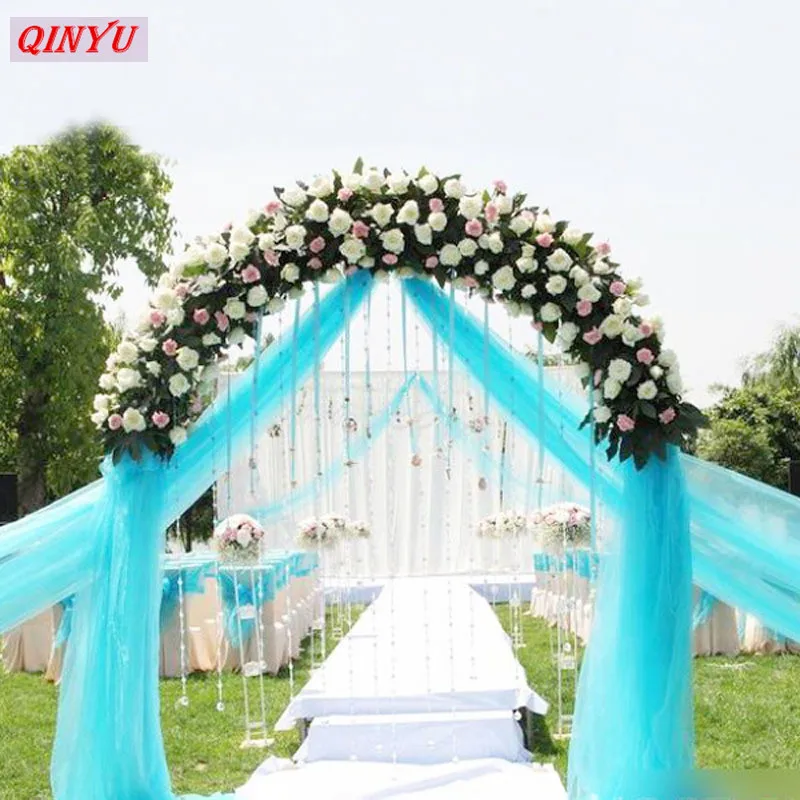 5m 48cm Romantic Snow Yarn Wedding Arches Sheer Crystal Organza