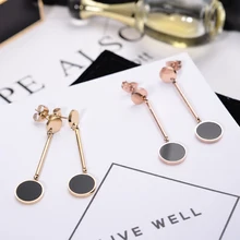 YUN RUO, медицинские ювелирные изделия из нержавеющей стали, розовое золото, цвет черный, Круглый, кисточки, серьги для женщин, высокое качество, полировка, Букле д 'Орель