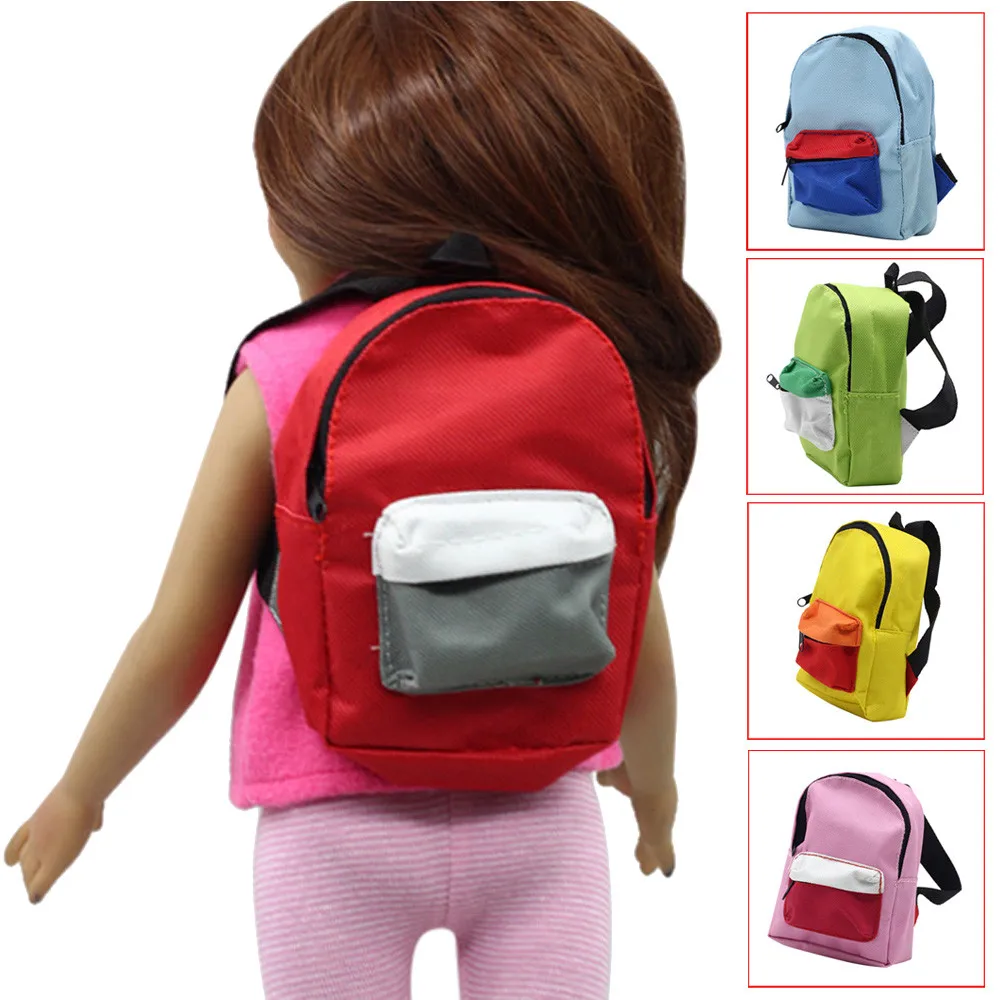 

Cute Mini Double Straps Backpack Schoolbag For 18 inch Our Generation Girl Fashion Doll Accessories 2018 New JA17b