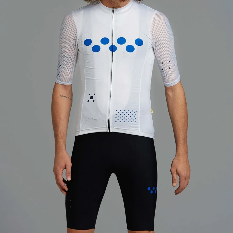 

The pedla 2019 Men Summer Team White cycling suit Light short sleeve jersey and cycle bib shorts abbigliamento ciclismo estivo