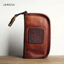 Ручной работы, Винтажный Мужской держатель для ключей из натуральной кожи, чехол для ключей, кожаный кошелек для ключей, мужской чехол для ключей, сумка, Женский органайзер для ключей