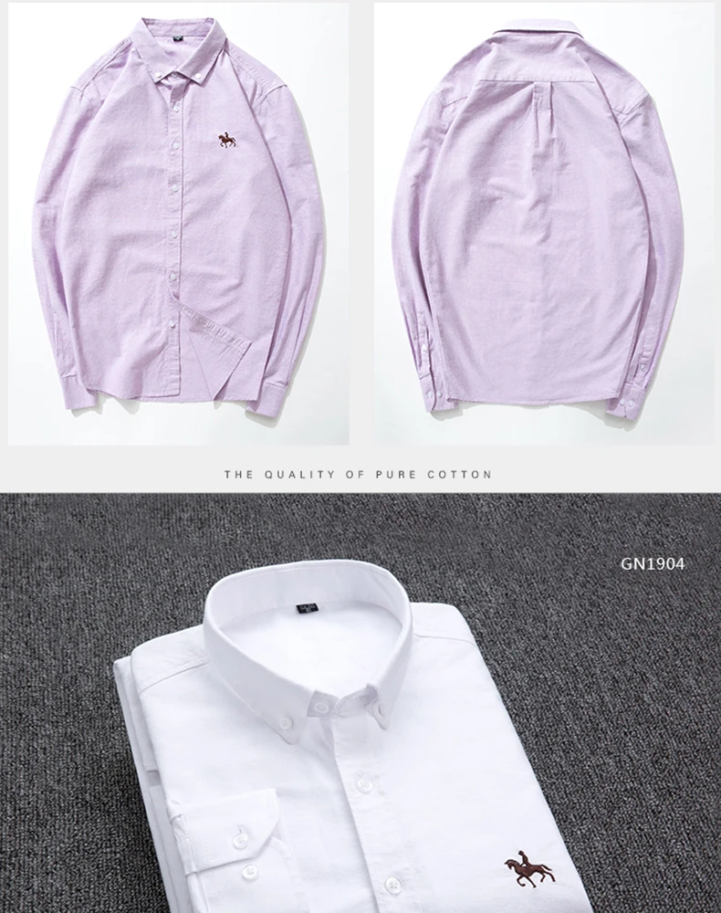 Men's Excellent Oxford Fabric Slim Fit Shirt Cover Purple 1