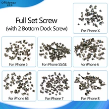 Полный комплект винтов для iPhone 5, 5S, SE, 6, 6 S, 7, 8, X, с 2 нижними винтами, запасные части, ремонтные болты, полный комплект аксессуаров