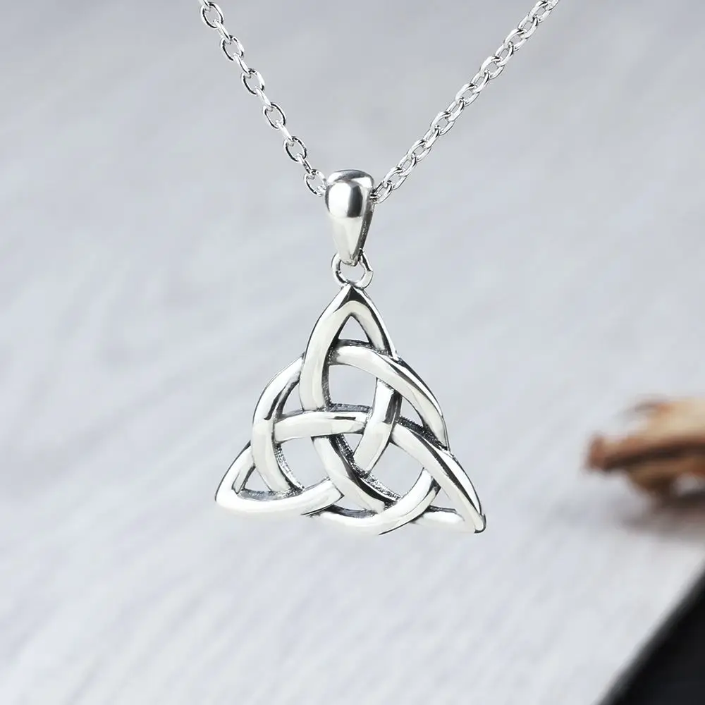 Vintage Jewelry Triquetra Trinity Knot Pendant Necklace 925 Sterling Silver Necklaces & Pendants for Women (JewelOra NE101914) - Image 6