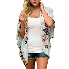 Summer New Style Women shirt  Sand Printed shan Kimono Shawl Sun Protection Clothing Cover-up top