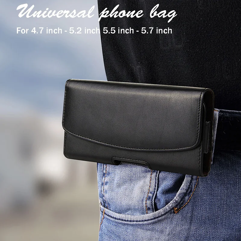 

Universal phone case Luxury slim Hip Belt Clip Cover mobile bag Holster Black Scrub Leather For huawei honor 10 Cover For iPhone
