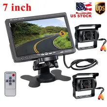 Podofo Dual Backup Cameras & 7″ LCD Rear View Monitor for Bus Truck RV Campe 18 IR LED Night Vision Waterproof Reverse Camera