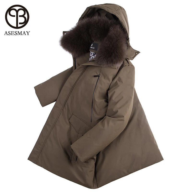 

Asesmay 2017 new arrival men down jacket in winter high quality men's down coat with natural fox fur thick warm parka M-5XL size