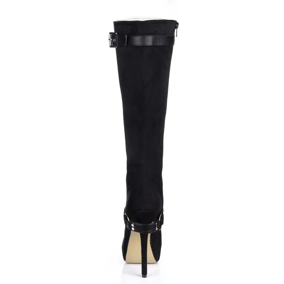 CHMILE CHAU/черное эротичное платье; обувь для вечеринок; женские сапоги до колена на высоком каблуке-шпильке и платформе с пряжкой; zapatos mujer; 3463bt-o4