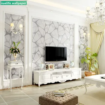 

Modern art simple fresh style 3D stereo non-woven flocking wallpaper warm bedroom living room TV teahouse background wallpaper