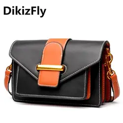 Dikizfly высокое качество Разделение кожа Сумки Для женщин сумка небольшой лоскут Сумки панелями Для женщин Сумки сумка Креста тела