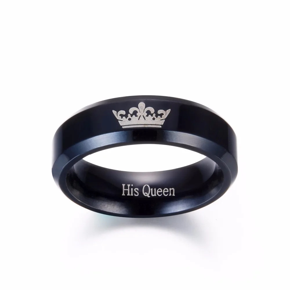 Stainless Steel Couple Ring Her King and His Queen Wedding Rings for Lovers