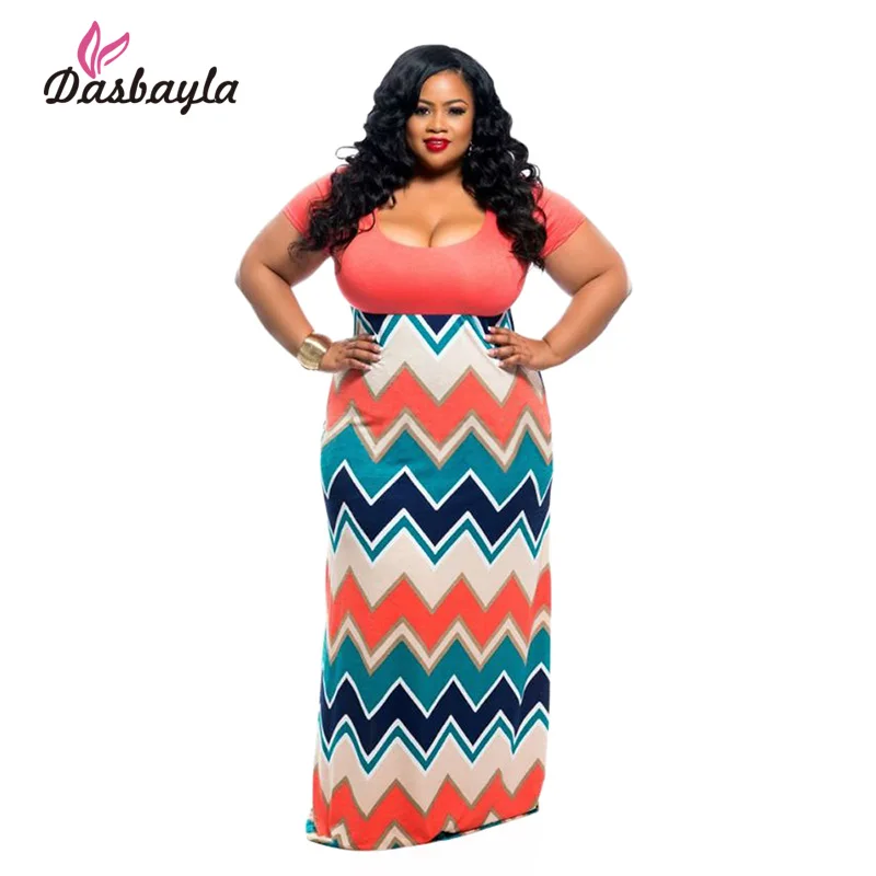 New Maxi Dress V-Neck Short Sleeve Print Straight Dresses For Women Black/S9