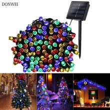 DONWEI Водонепроницаемый светодиодный светильник на солнечной батарее 8 режимов 12 м 100 Солнечный Сказочный свет на солнечной батарее наружный садовый Декор Рождественский праздник