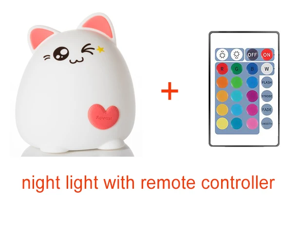 Светодиодный ночной Светильник милый Единорог Cat USB зарядка силиконовый мягкий мультфильм лампы Спальня детский ночник для детей, игрушки в подарок на день рождения - Испускаемый цвет: remote control