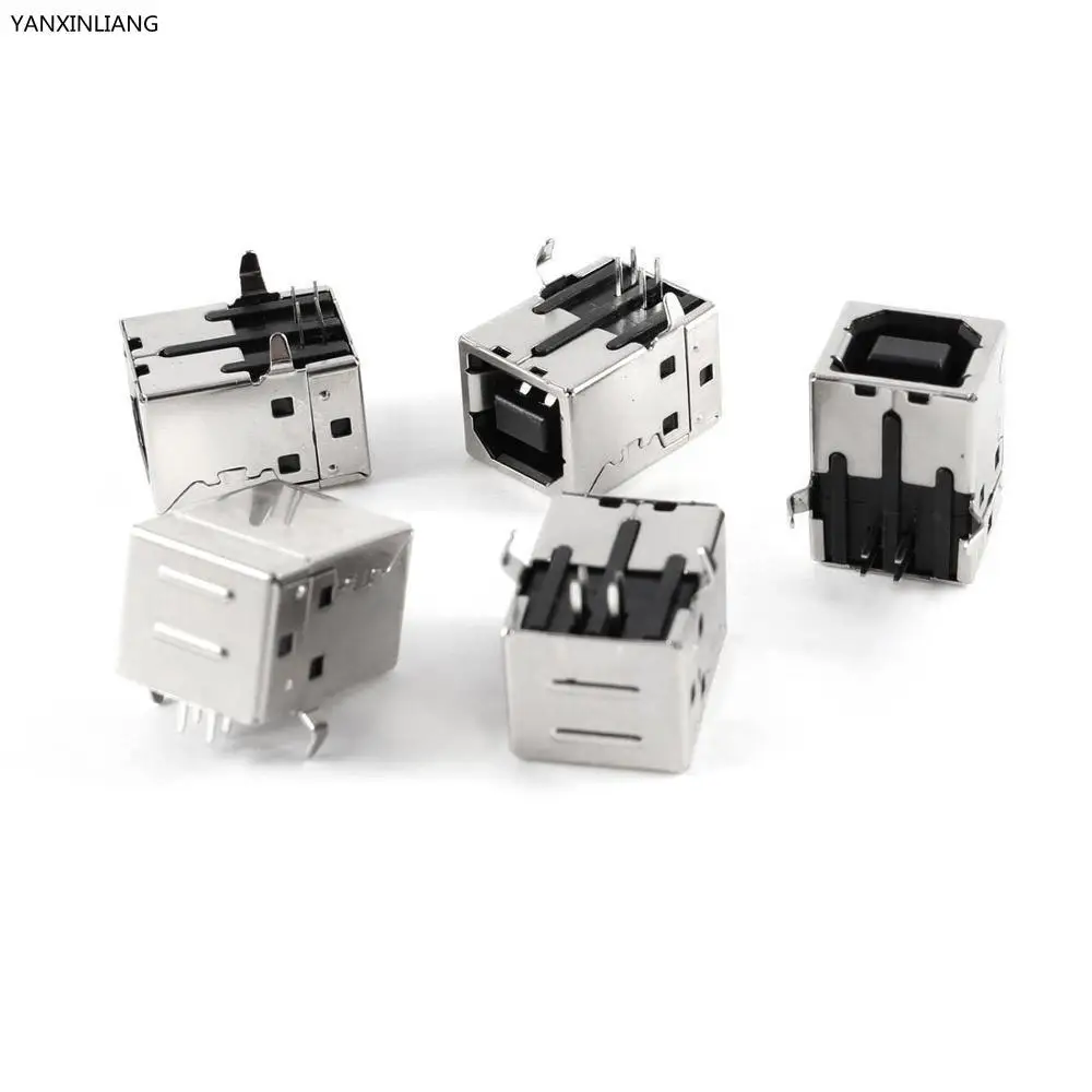 

5 Pcs USB Female Type-B Port 4-Pin Right Angle PCB DIP Jack Socket