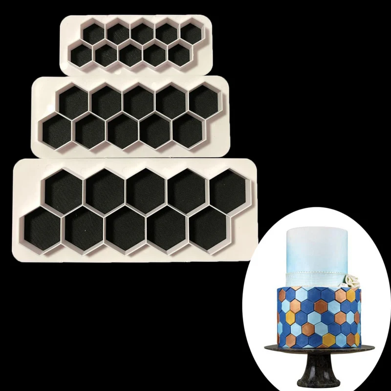 3Pcs/set Geometric Cookie Cake Mold Fondant Molds Chocolate Mold Baking