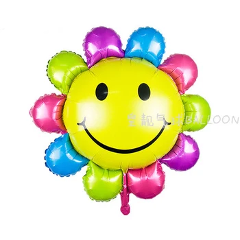 

Lucky 50pcs/lot 82*85cm Colorful Rainbow Sunflower Balloon Foil Air Balloons Party Wedding Decoration Globos Kids Classic Toys