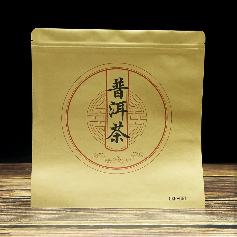 

10pcs/lot Empty Kraft Paper Storage Bag for Puer Tea Cake Packaging Recyclable Sealing Bags Boutique Zip Lock