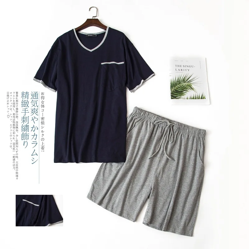 Большие размеры летние хлопчатобумажные пижамы мужские пижамы homme пикантные pijama мужские повседневные 100% хлопковое ночное белье для