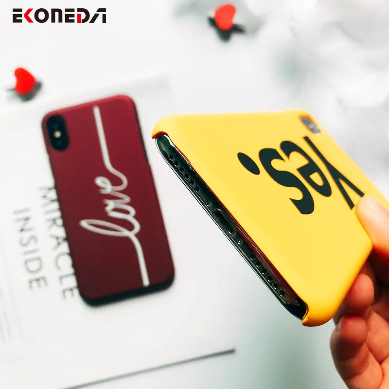EKONEDA Matte Phone Case For iPhone 5 6 6S 7 7Plus 8 8Plus X XS Max Cute Words Patterned Plastic Cover Coque For iPhone 7 Case