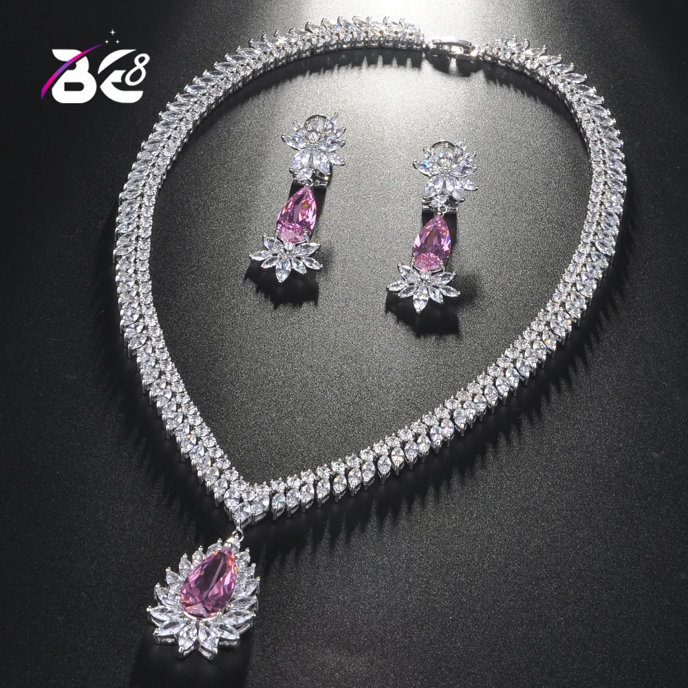 

Be 8 High Quality Big Water Drop Design Women Bridal Jewelry Set with Sparkling Crystal Necklace Set for Female Gifts S213