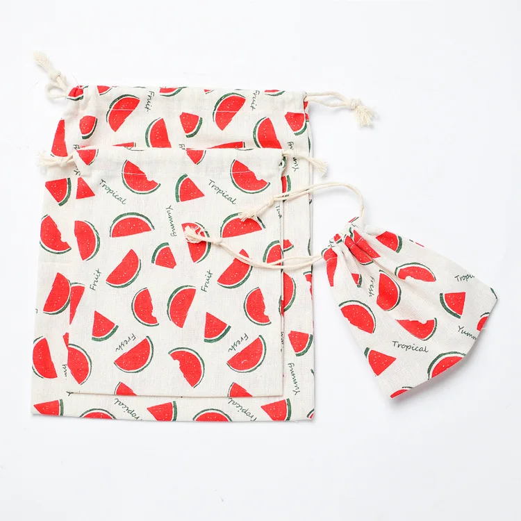 1 قطعة البطيخ الرباط القطن الكتان حقيبة التخزين هدية الحلوى الشاي مجوهرات المنظم ماكياج التجميل عملات مفاتيح أكياس 49261